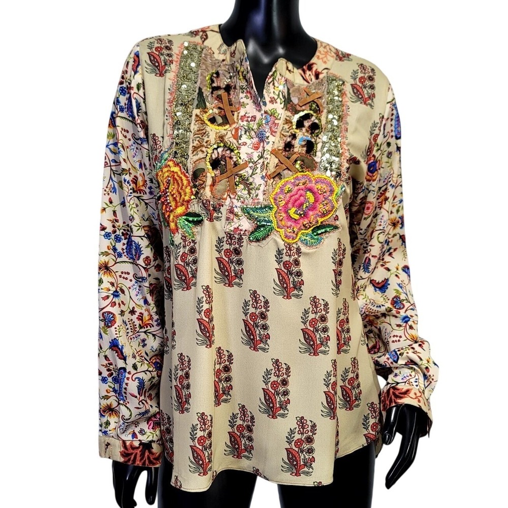 Antica Sartoria Giacomo Cinque Embellished Floral Paisley Blouse One Size